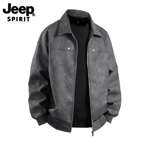 JEEPSPIRIT吉普潮牌皮夹克男款