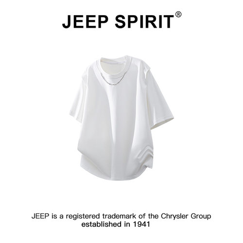 JEEP立体装饰解构时尚短袖T恤男