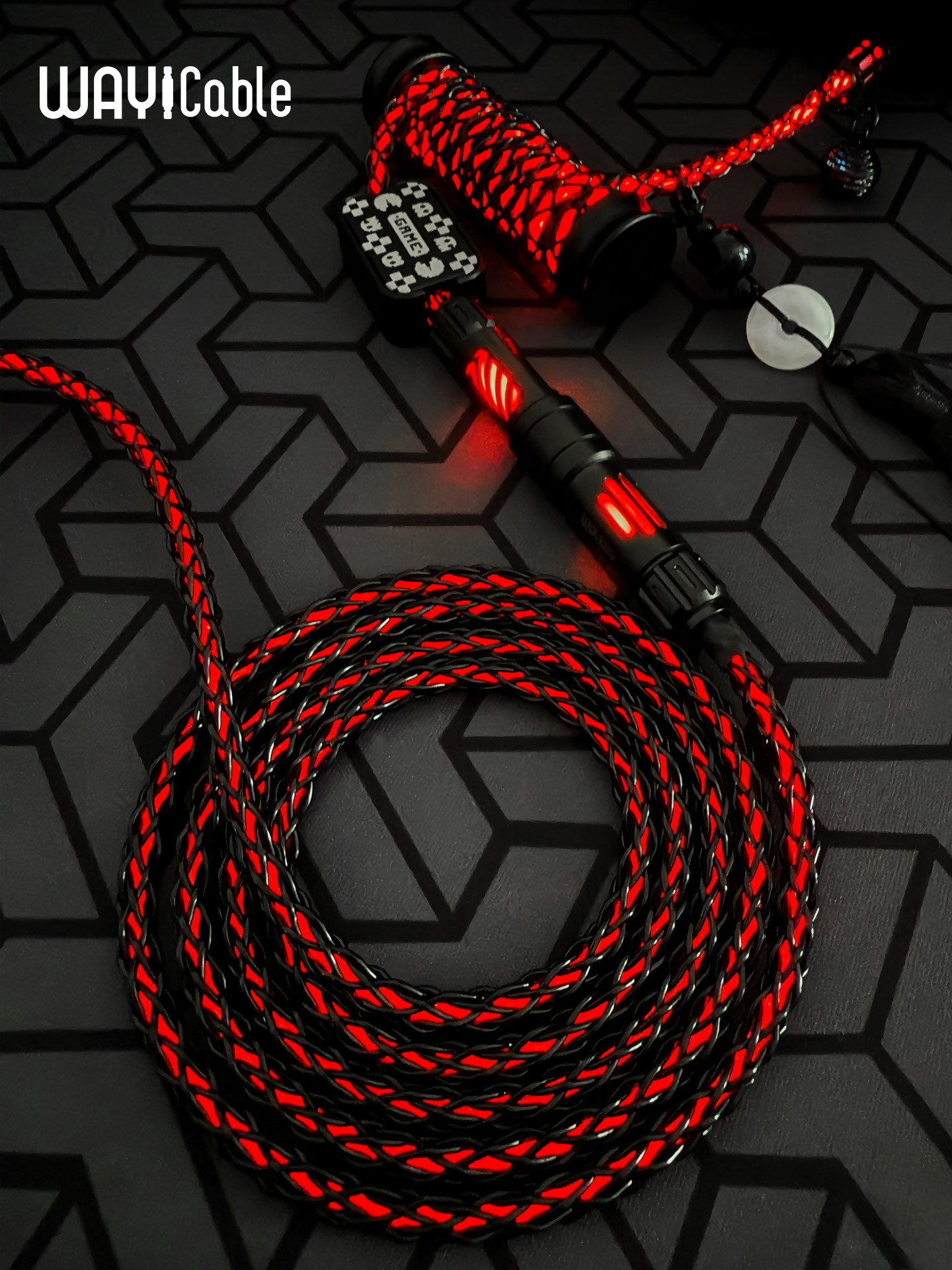 单晶铜螺旋线 机械师起源通体发光8K航插线机械键盘线磁控幻彩RGB