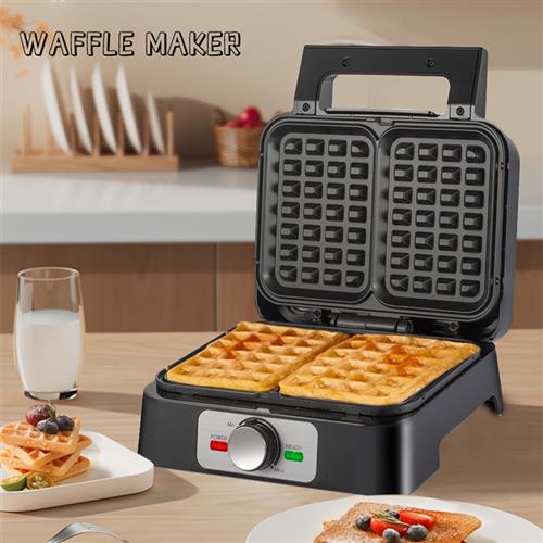 跨境欧规可调温华夫机器家用电烤盘1200W电烧烤炉双面早餐机