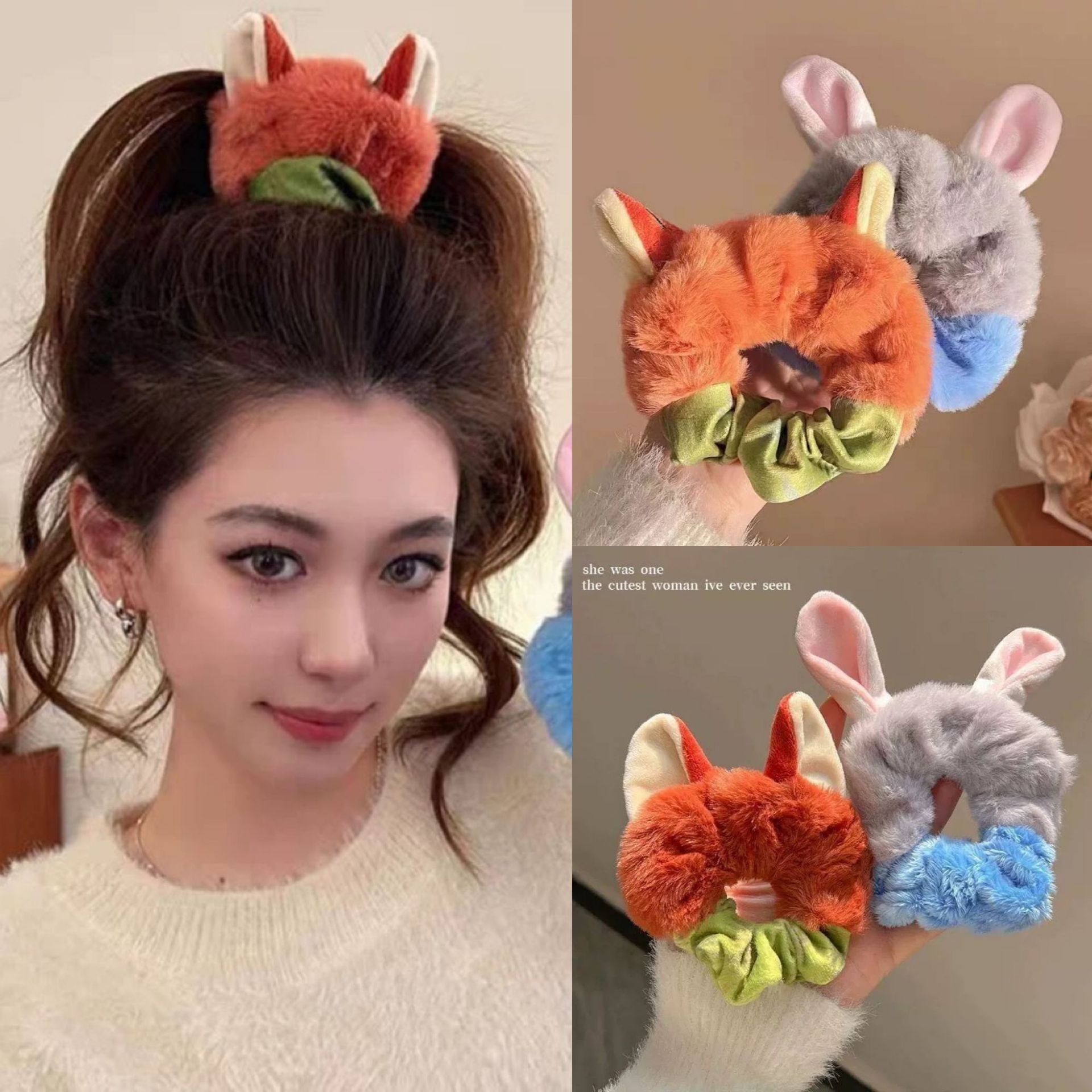 疯狂动物城2朱迪尼克毛绒发圈女款扎头头绳甜美可爱发绳皮筋头饰