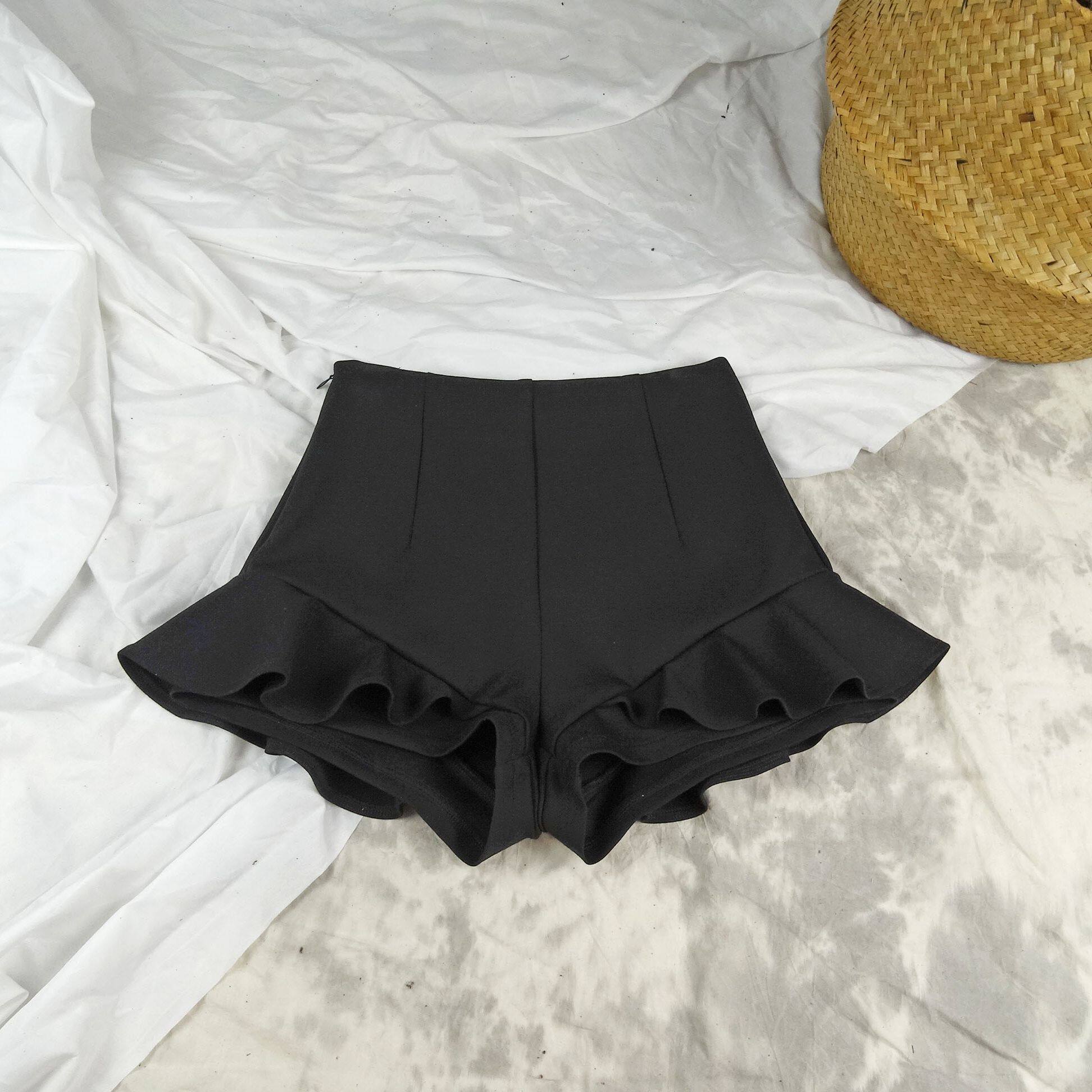 高腰荷叶边花边鱼尾阔腿a字休闲弹力显瘦短裙裤短裤子大码女秋冬,女装/女士精品,休闲裤,淘宝优惠券,粉丝福利购,淘宝优惠卷