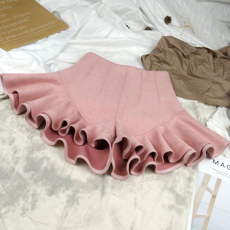 高腰麂皮绒阔腿显瘦荷叶边鱼尾a字花边木耳边短裤短裙女大码秋冬,女装/女士精品,休闲裤,淘宝优惠券,粉丝福利购,淘宝优惠卷