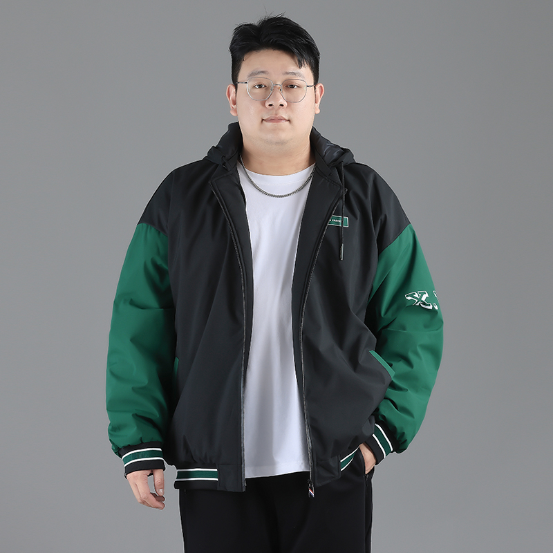 大码男士夹克外套男加绒秋冬款百搭宽松胖子男装加大加肥休闲上衣