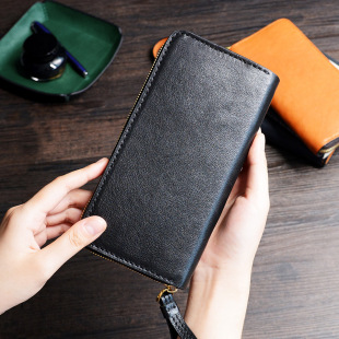 牧石皮艺手工定制皮具原创设计钱夹头层牛皮简约真皮女钱包男长款