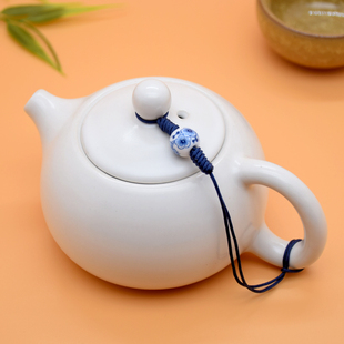 中式西施茶壶绳绳绑壶绳杯盖绳子线手工编织高档青花陶瓷石瓢细款