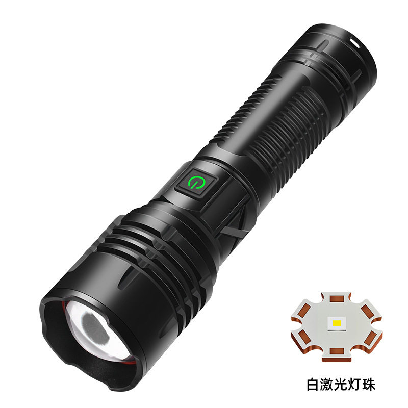 跨境新款白激光可变焦远射强光手电筒 USB充电宝手电筒激光手电筒_虎窝淘
