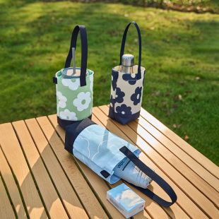 户外小清新帆布印花水杯袋保护套杯套收纳袋雨伞小零食文艺便携袋