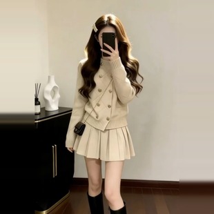 小个子香风针织毛衣连衣裙子套装女2026新款秋冬巨好看穿搭上衣