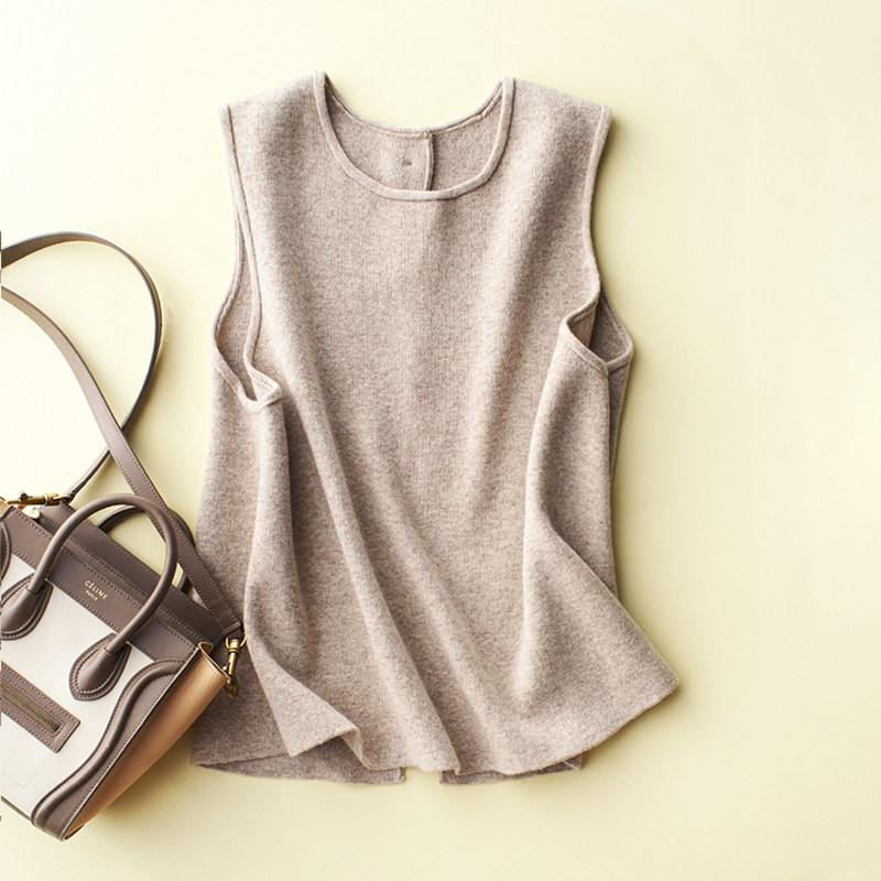 简约小众设计风 可文艺可干练 四平针百搭针织外套羊毛马甲套衫女