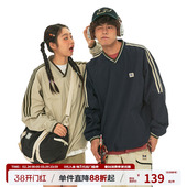 江南先生NewJNXS美式 情侣卫衣潮男女宽松上衣春 复古织带V领插肩袖