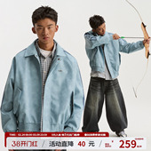 江南先生NewJNXS复古撞色织带宽松夹克春秋金属定制Logo休闲皮衣