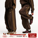 江南先生NewJNXS仿麂皮logo绣花星星织带束脚裤秋季宽松情侣卫裤