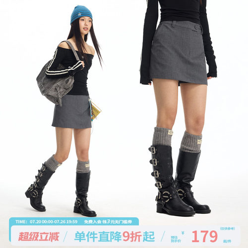 江南先生NewJNXS斜纹梭织耐磨高腰西装裙春简约百搭防走光裙裤女