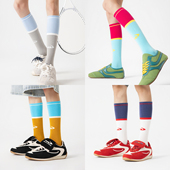 江南先生NewJNXS户外运动休闲撞色条纹袜子秋季 舒适百搭中长筒袜