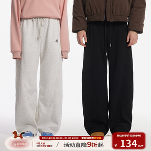 潮 春秋男女直筒休闲裤 江南先生NewJNXS美式 复古300g抽绳绣花卫裤