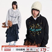 江南先生NewJNXS街头烫银烫金立体绣小熊图案短款 卫衣春秋外套女