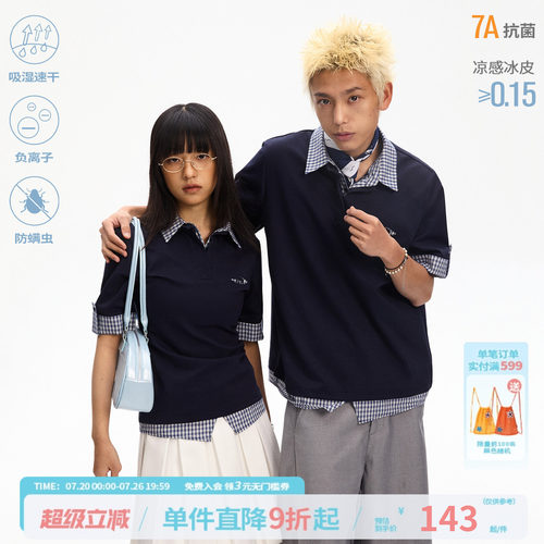 江南先生NewJNXS格格blue凉感速干长短款短袖polo衫男女宽松上衣