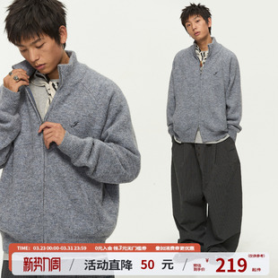 毛衣男女 江南先生NewJNXS含羊毛保暖素色刺绣开衫 王橹杰同款