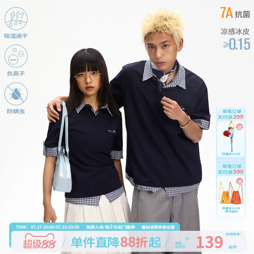 江南先生NewJNXS格格blue凉感速干长短款短袖polo衫男女宽松上衣