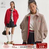 江南先生NewJNXS复古格纹双面穿哈灵顿工装 夹克时尚 宽松休闲外套