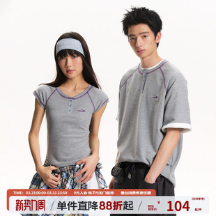 江南先生NewJNXS重磅亨利领华夫格短袖 运动休闲上衣男女 T恤夏季