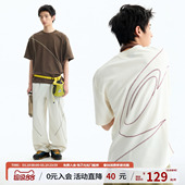 江南先生NewJNXS毛巾布宽松运动T恤夏撞色哈苏线拼接健身短袖 男款