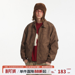 江南先生NewJNXS美式 复古五角星铆钉皮衣夹克羽绒服春男女潮外套