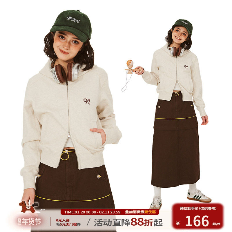 江南先生NewJNXS美式复古学院风连帽短款国潮卫衣辣妹宽松外套女,男装,卫衣,淘宝优惠券,粉丝福利购,淘宝优惠卷