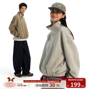 江南先生NewJNXS高克重斜拉链高领logo卫衣春宽松简约上衣情侣款