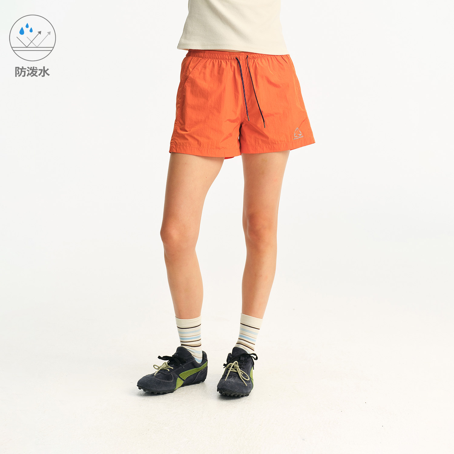 江南先生NewJNXS防泼水撞色抽绳休闲裤夏户外反光印花logo短裤女图片
