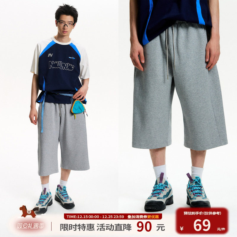 江南先生NewJNXS美式复古320G果冻空气棉七分裤夏情侣宽松中长裤