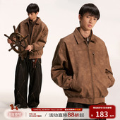 江南先生NewJNXS复古耐磨五角星铆钉皮衣春男女正肩分割夹克外套