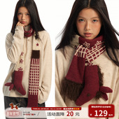 江南先生NewJNXS 马上有 新年保暖趣味立体小马仿貂毛拼接围巾冬