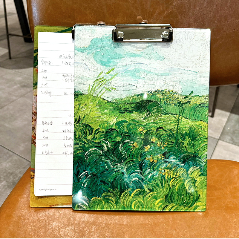 梵高油画加厚板夹写字板亚克力垫板A4小学生试卷文件资料速写板硬
