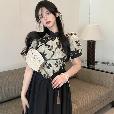 国潮旗袍年轻少女宽松连衣裙