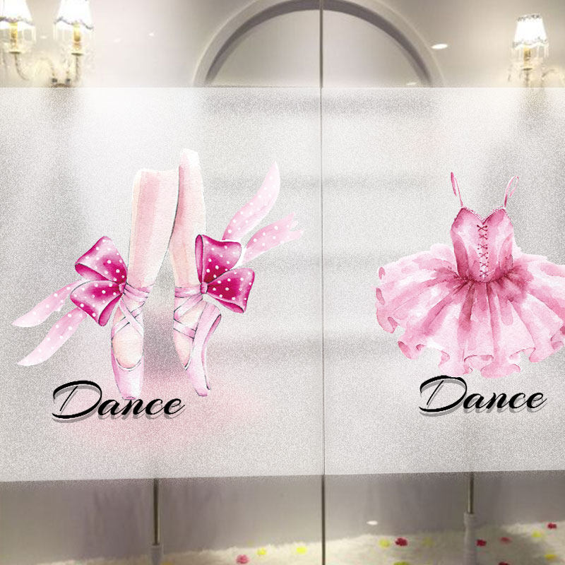 定做舞蹈教室装饰艺校舞蹈培训练功房隔断玻璃门静电磨砂贴膜