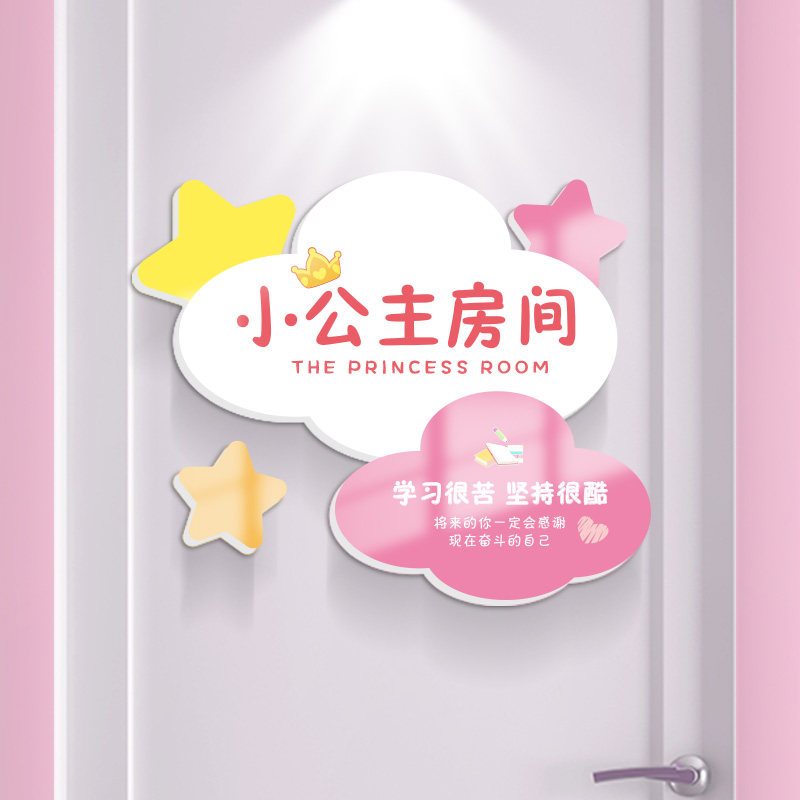 小公主房间装饰布置 女孩儿童房创意卧室门墙面墙贴遮丑立体门贴