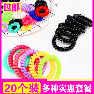 韩版大号扎头发黑色皮筋电话线发圈细紧无痕头绳发绳女小号粗彩色