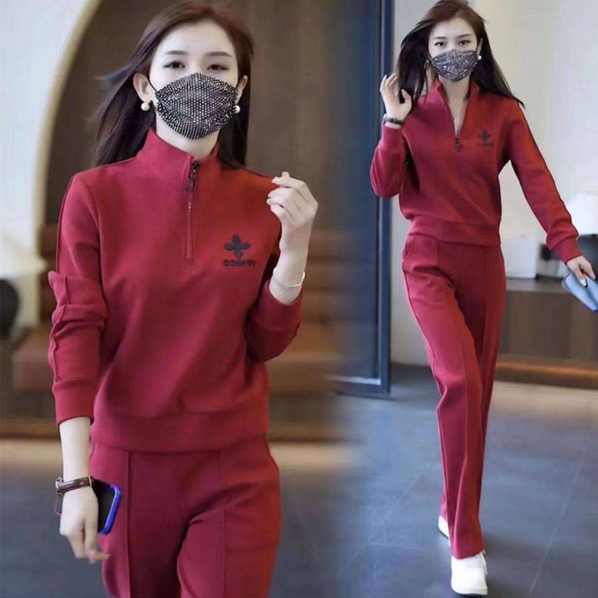 卫衣套装女春秋2024年新款时尚洋气宽松女士休闲运动跑步服两件套