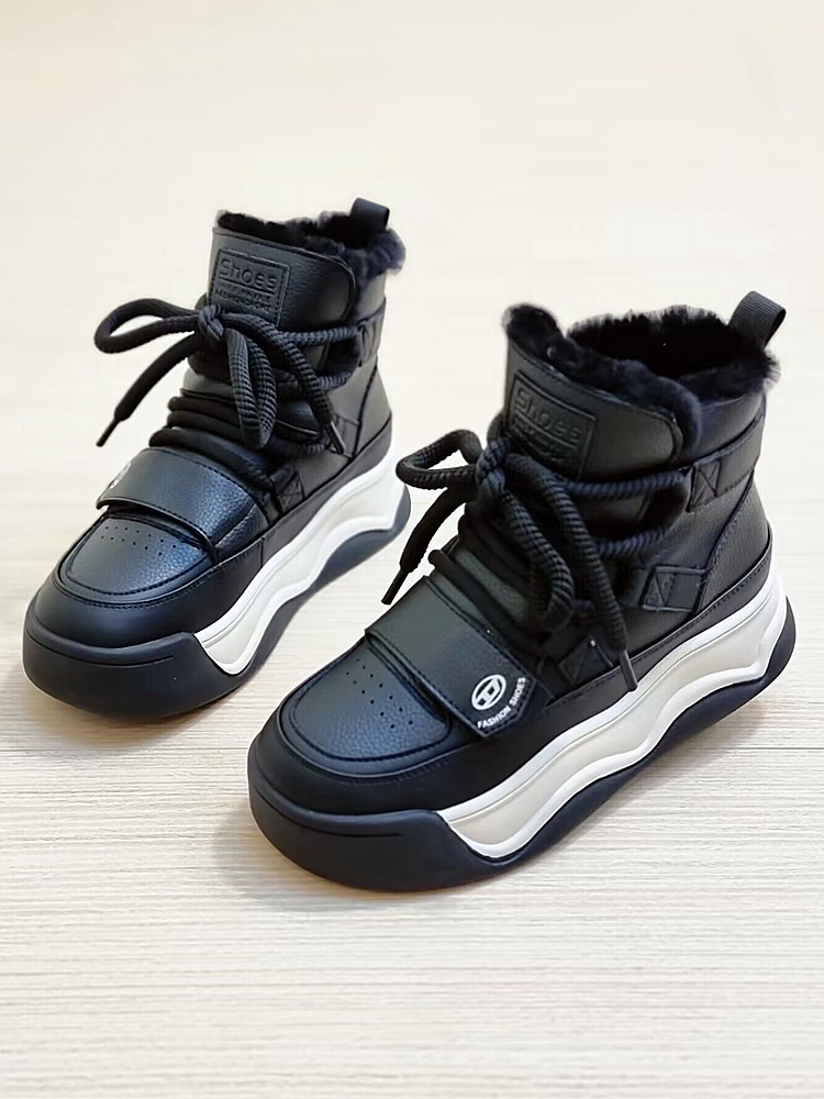 真皮雪地靴女冬新款羊皮毛一体休闲厚底高帮女鞋加绒保暖加厚棉鞋