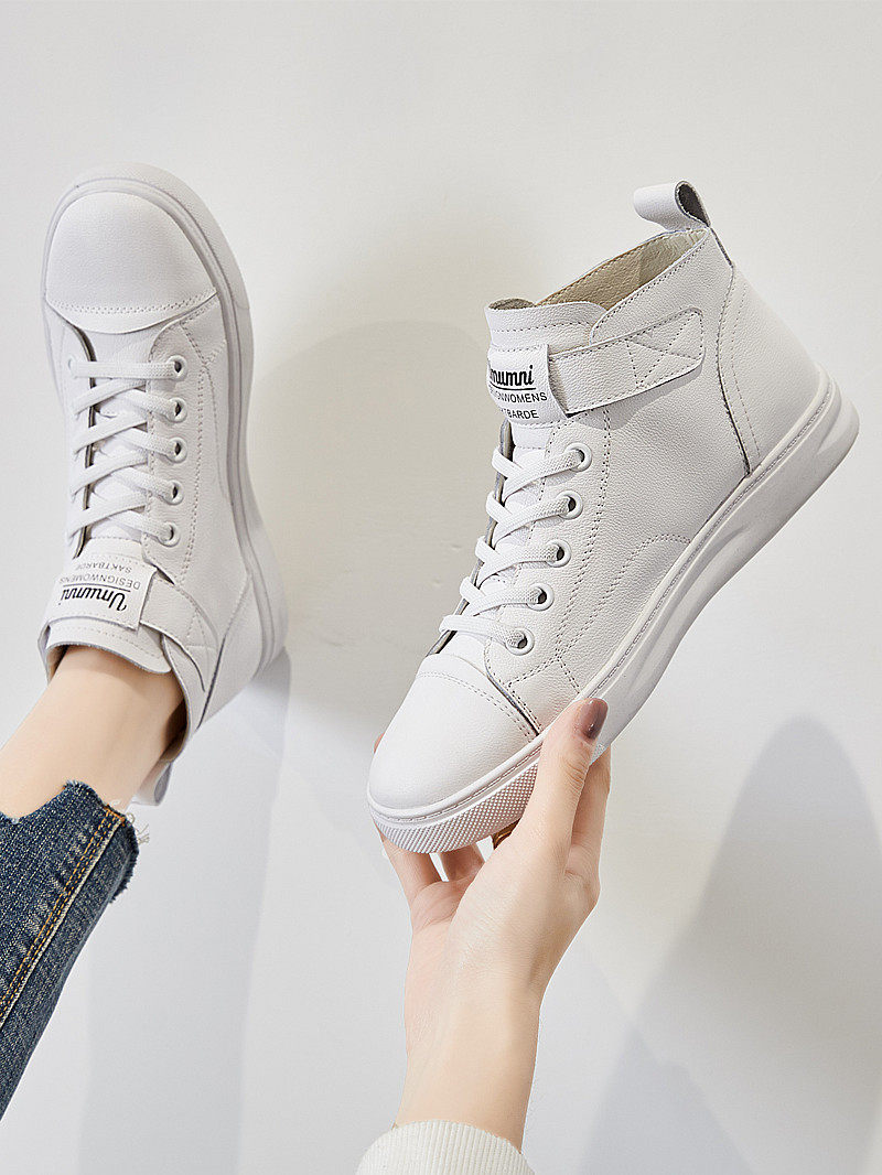 欧洲站高帮鞋女春季新款平底百搭一脚蹬运动休闲鞋板鞋真皮小白鞋,女鞋,高帮鞋,淘宝优惠券,粉丝福利购,淘宝优惠卷