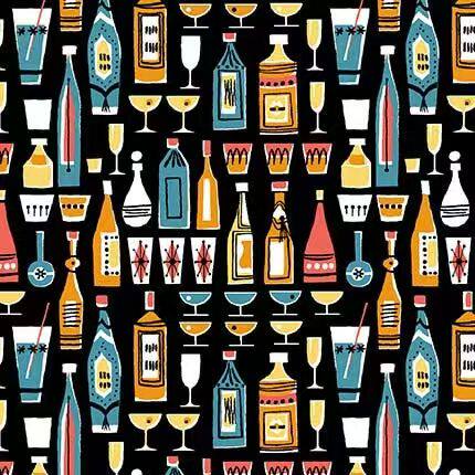 美国进口Michael Miller Fabrics Kitschy Cocktails 鸡尾酒系列