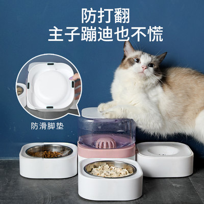 猫碗狗盆喂食饮水一体宠物吃饭碗猫咪自动喂食器不锈钢狗碗防打翻