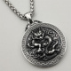 复古新款 圆牌霸气中国龙项链钛钢生肖龙吊坠男女毛衣链朋克配饰品
