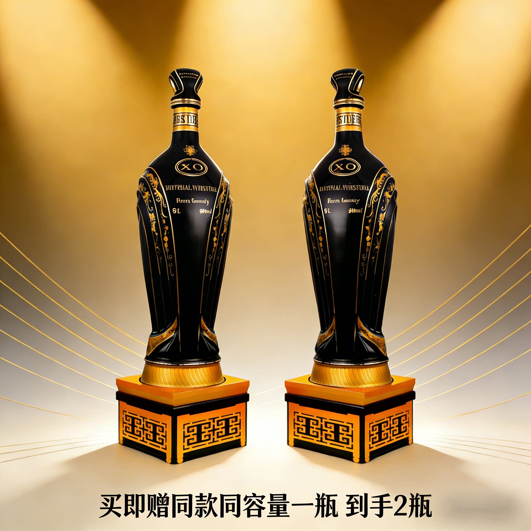 【到手2瓶】8L大瓶 陶瓷瓶送礼洋酒 XO白兰地 法国原液进口带底座