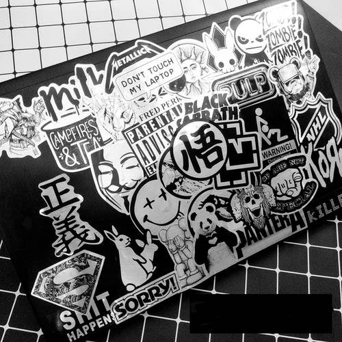 黑白金属潮牌笔记本电脑手机贴纸