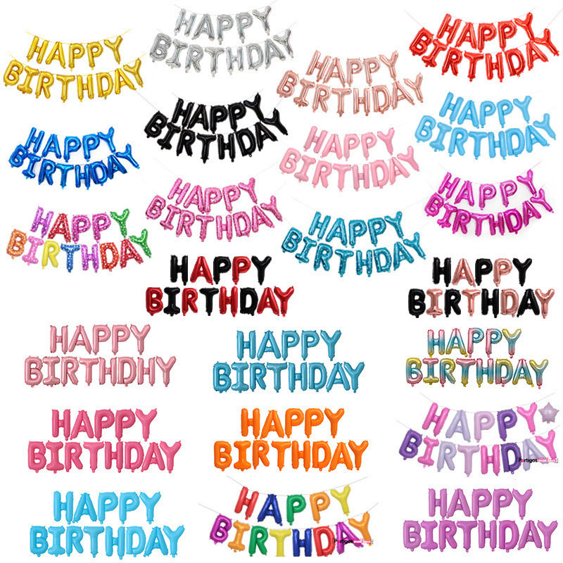 16寸英文生日快乐字母铝箔气球HAPPY BIRTHDAY气球生日字母套装