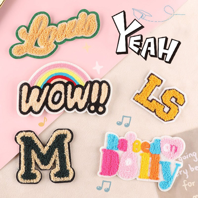 电脑绣花标英文字母补丁毛巾绣徽章布标服装辅料DIY手缝刺绣布贴