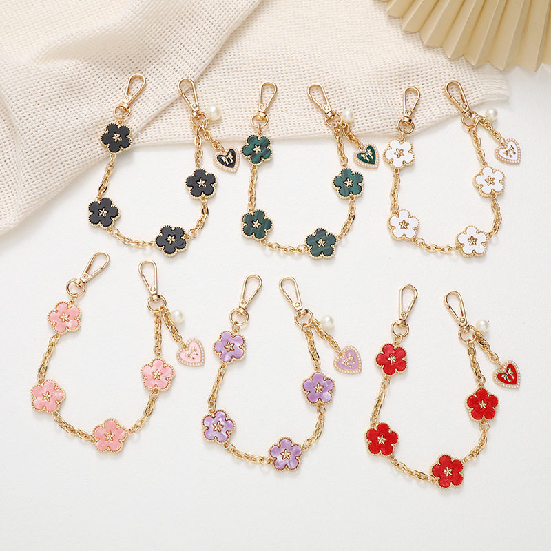 新款亚克力醋酸花朵手提链防摔手机链钥匙扣挂饰包包挂链金属链条